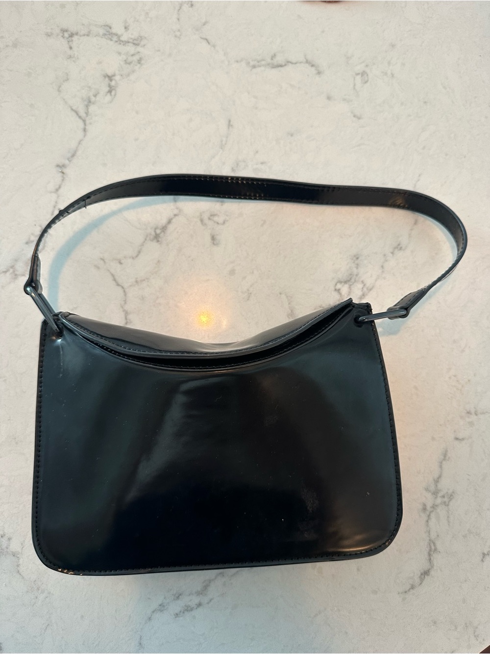 Mango Black Patent Shoulder Bag